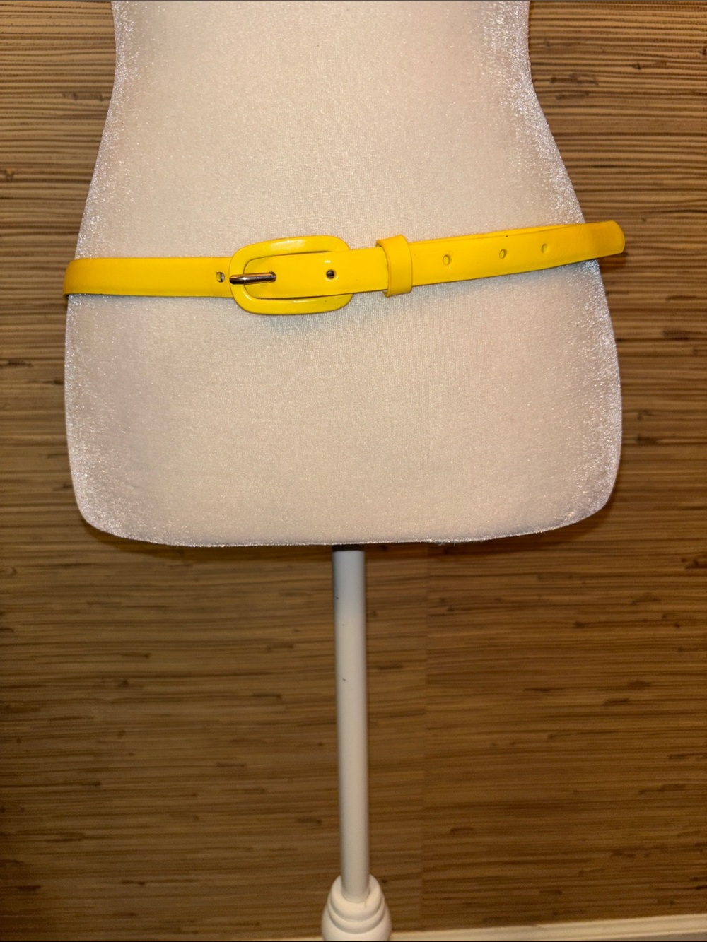 J. Crew Bright Yellow Slim Leather Belt with Matching Buckle large EUC!